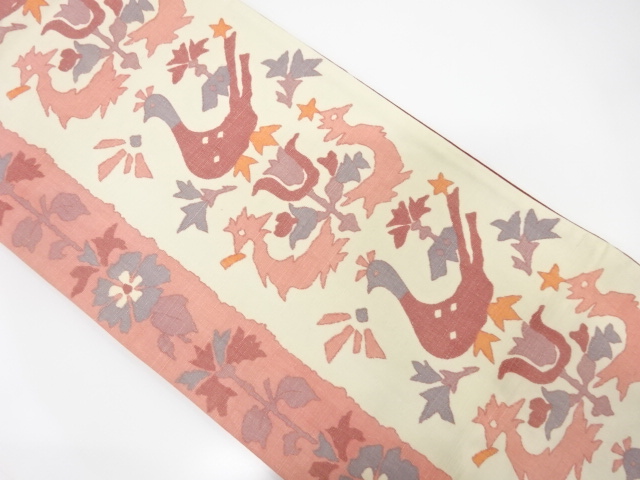 JAPANESE FUKURO OBI / TSUMUGI / WOVEN FLOWER CREST